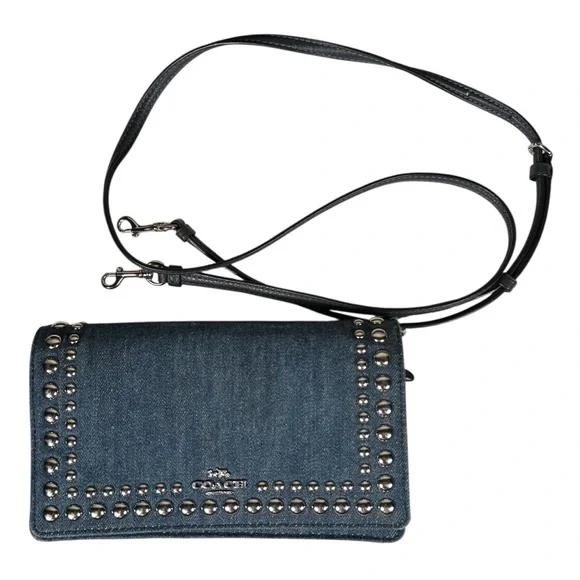 COACH Anna Foldover Clutch Crossbody with Rivets - Picture 14 of 15